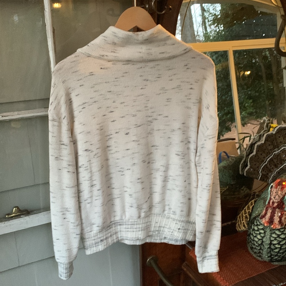 Anthropologie Cream Speckled Cowl Neck Pullover - Picture 4 of 5